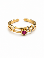anillo ajustable doble linea con zirconia rosa