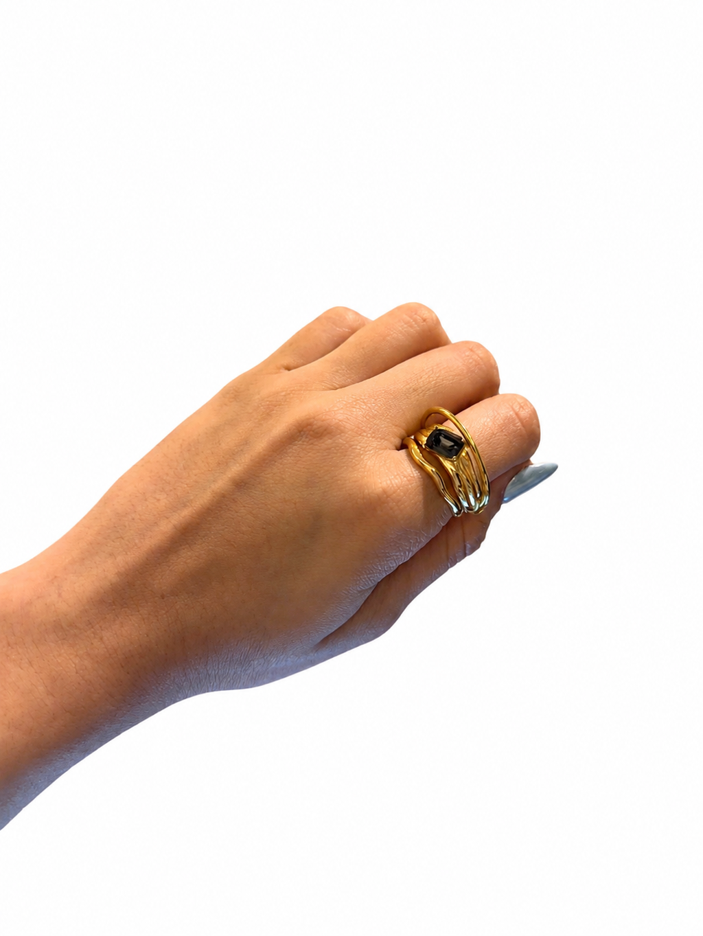 anillo ajustable cristal rectangulas