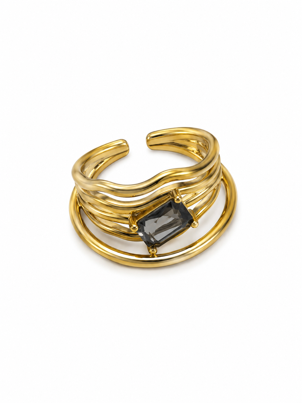 anillo ajustable cristal rectangulas
