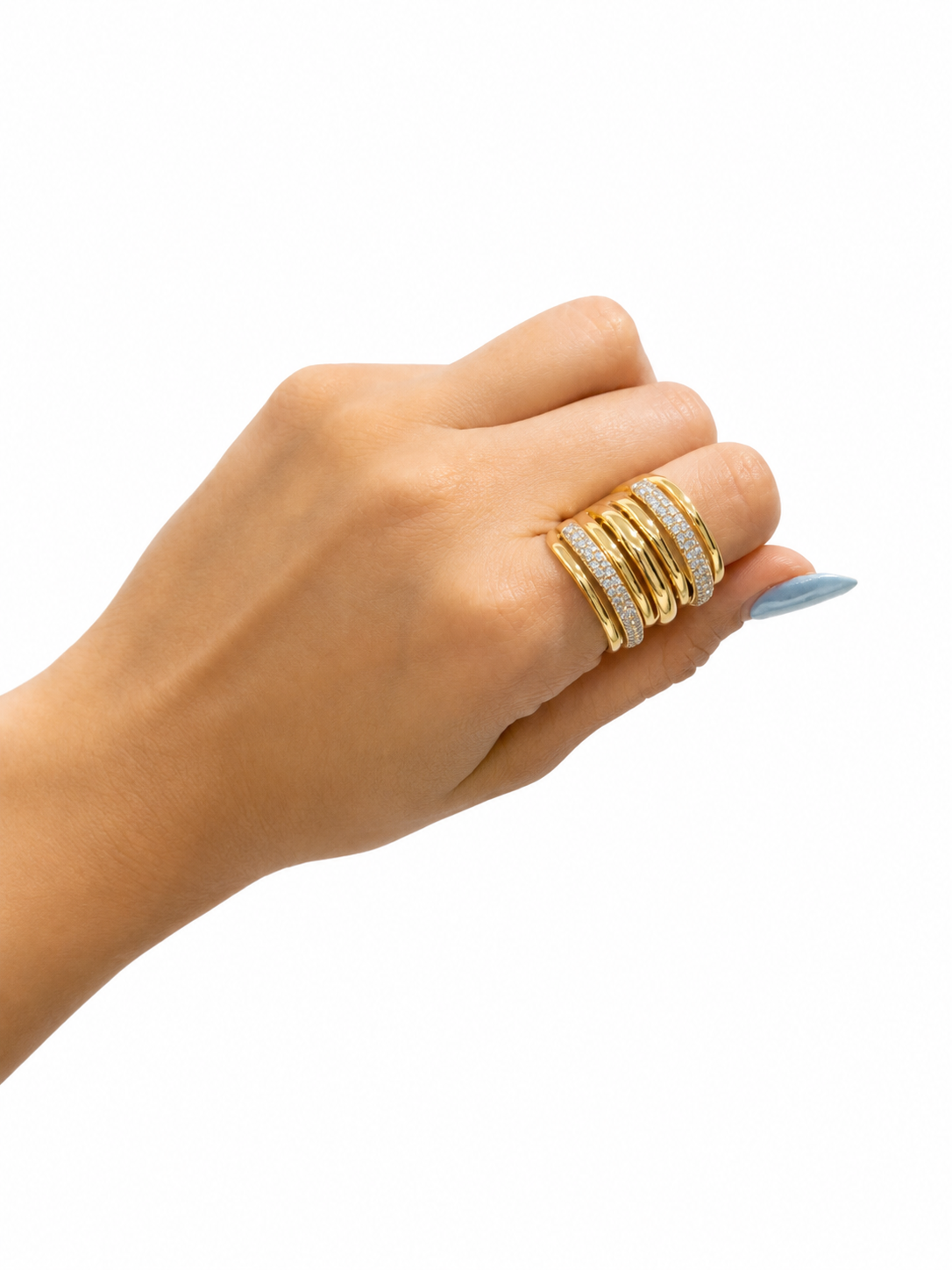 Anillo líneas con zirconias