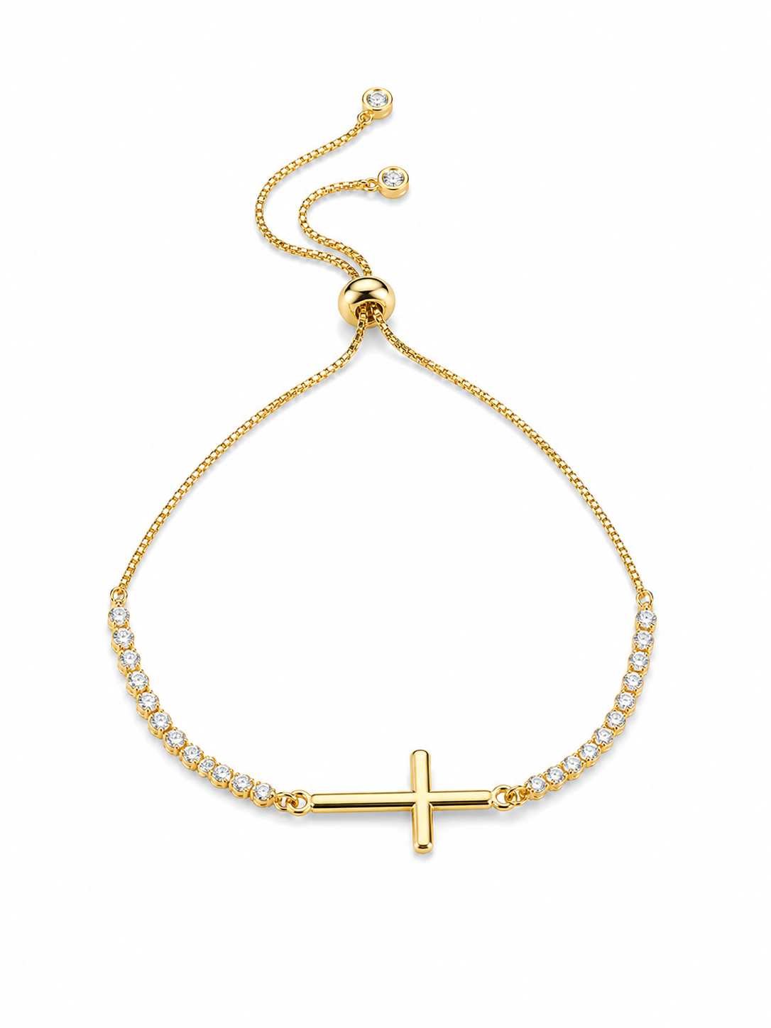 Pulsera tipo tennis con cruz