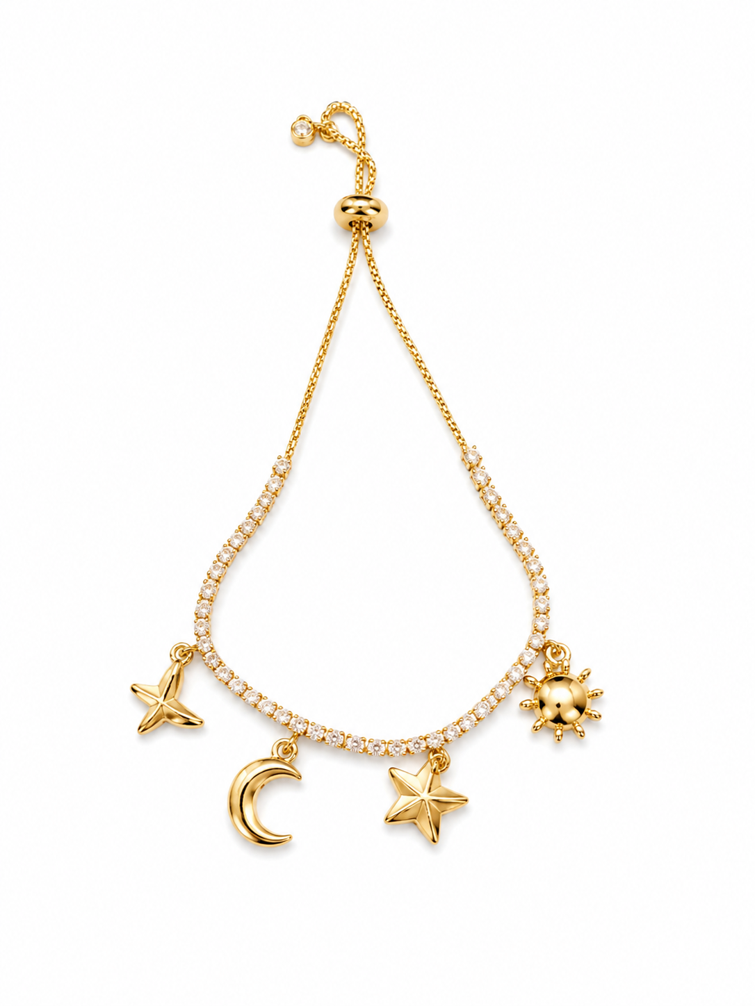 Pulsera tipo tennis con charms girly