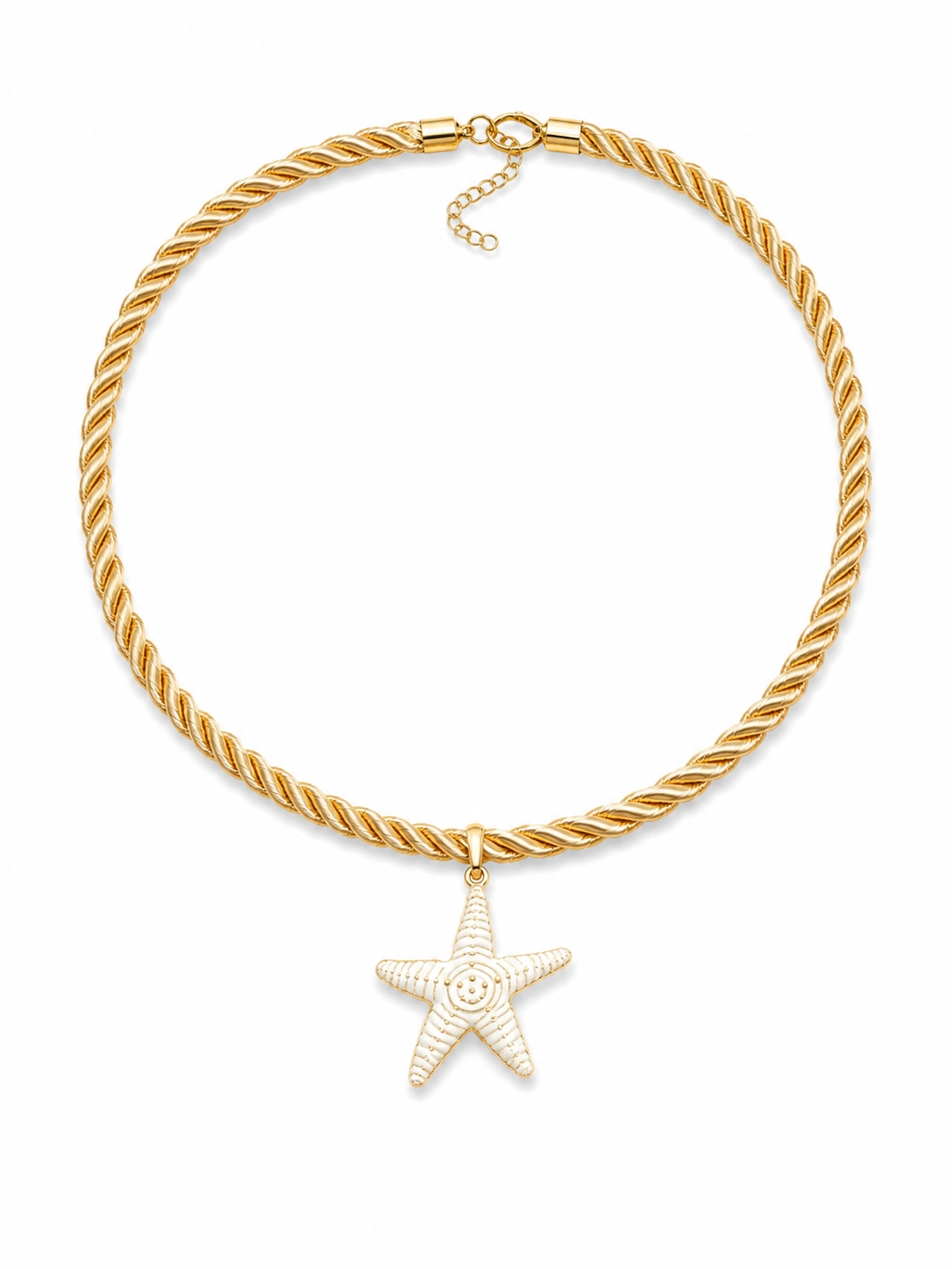 Collar cordon torzal beige con estrella de mar