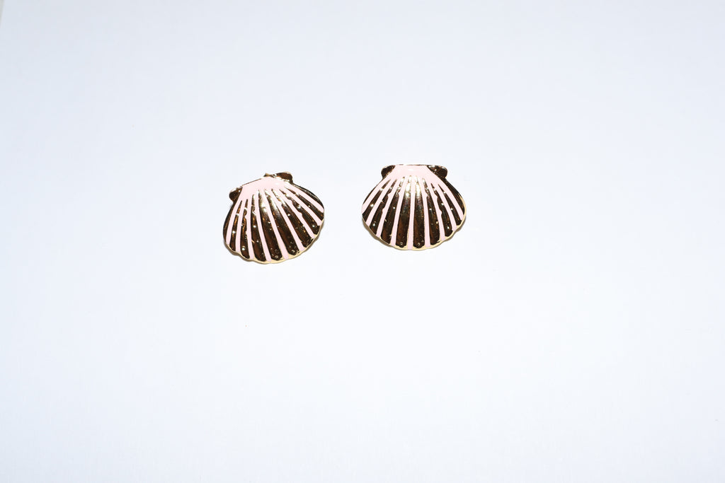 Aretes seashell rosa con dorado
