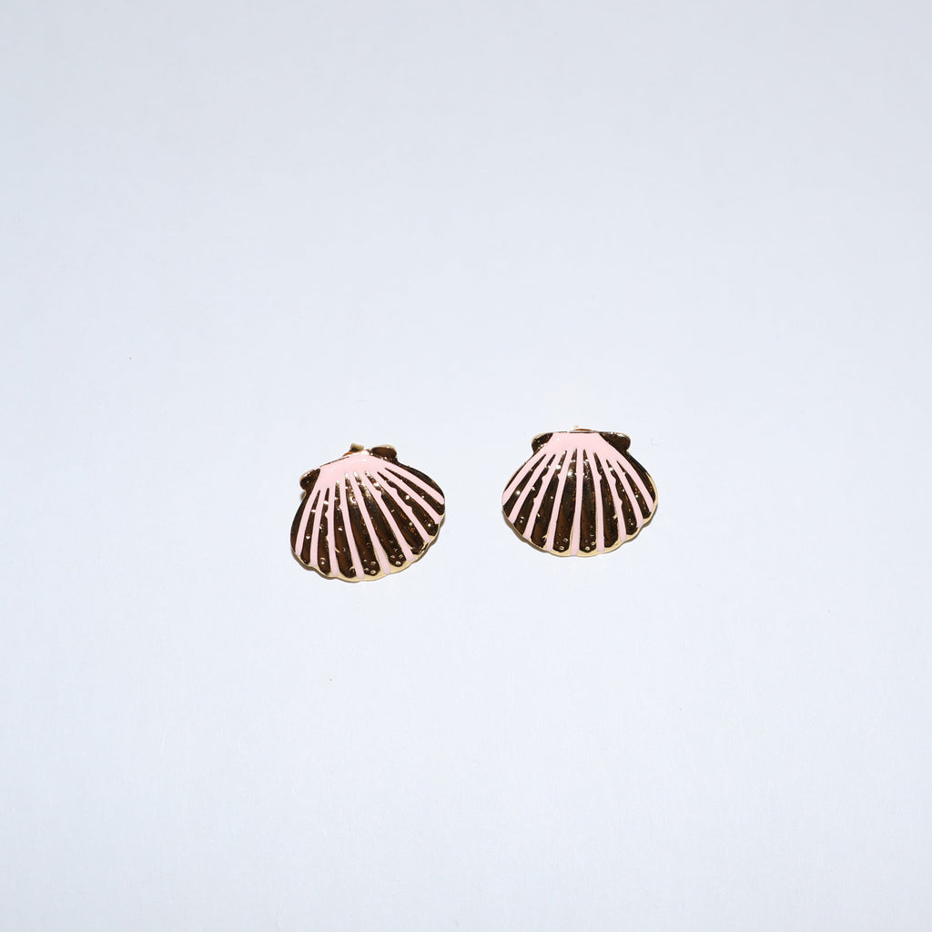 Aretes seashell rosa con dorado