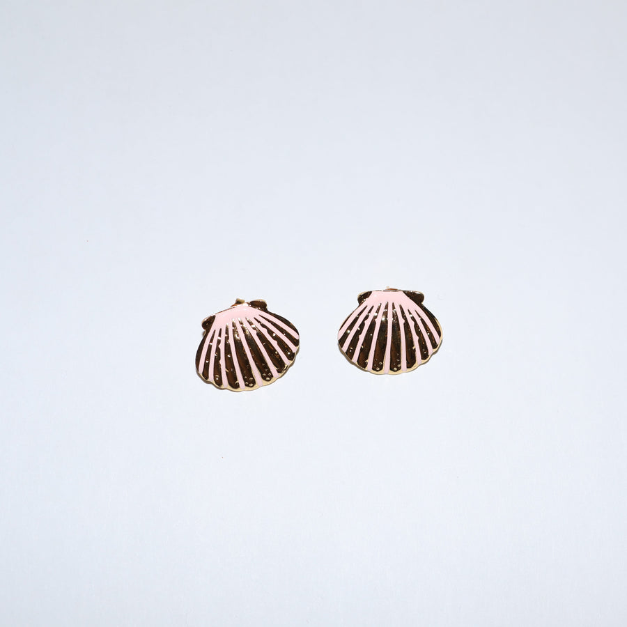 Aretes seashell rosa con dorado