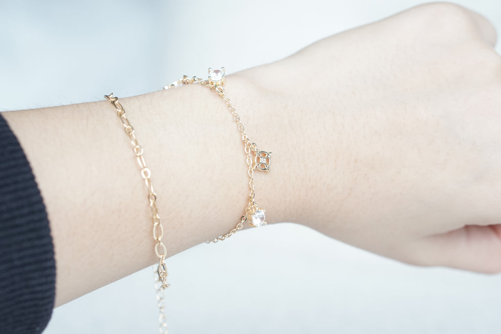 Double  Bracelet 9MM with Zirconias – Gold