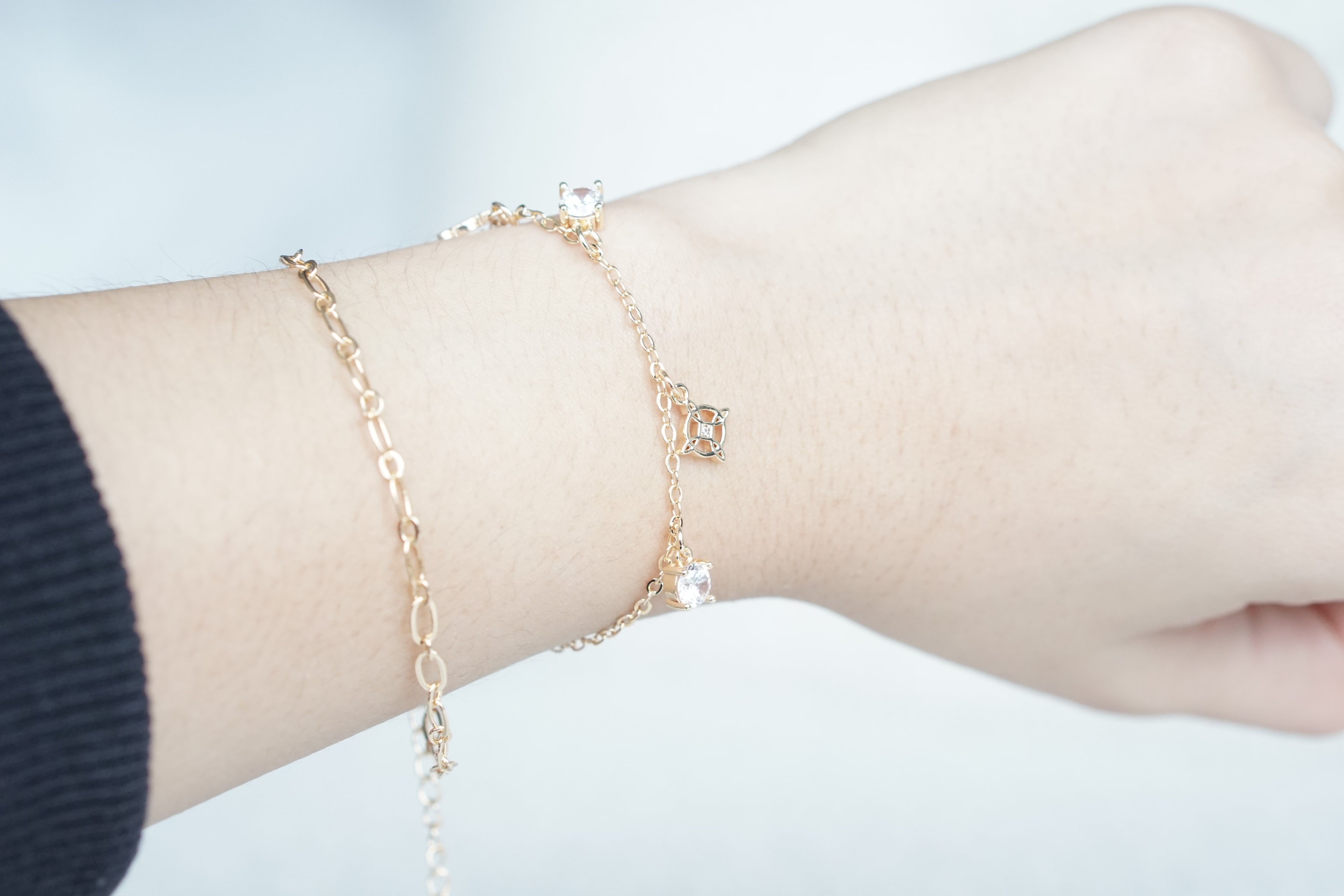 Double  Bracelet 9MM with Zirconias – Gold