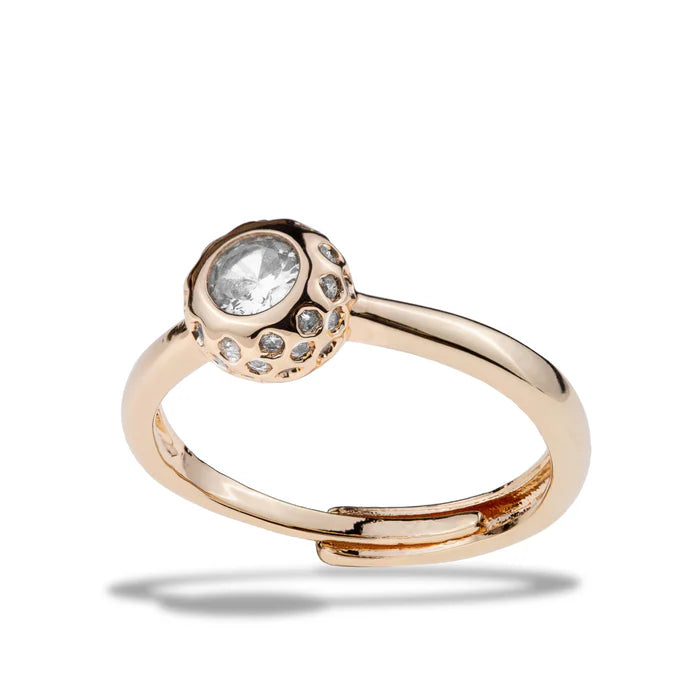 Anillo ajustable con detalle redondo y zirconias incrustadas 8mm