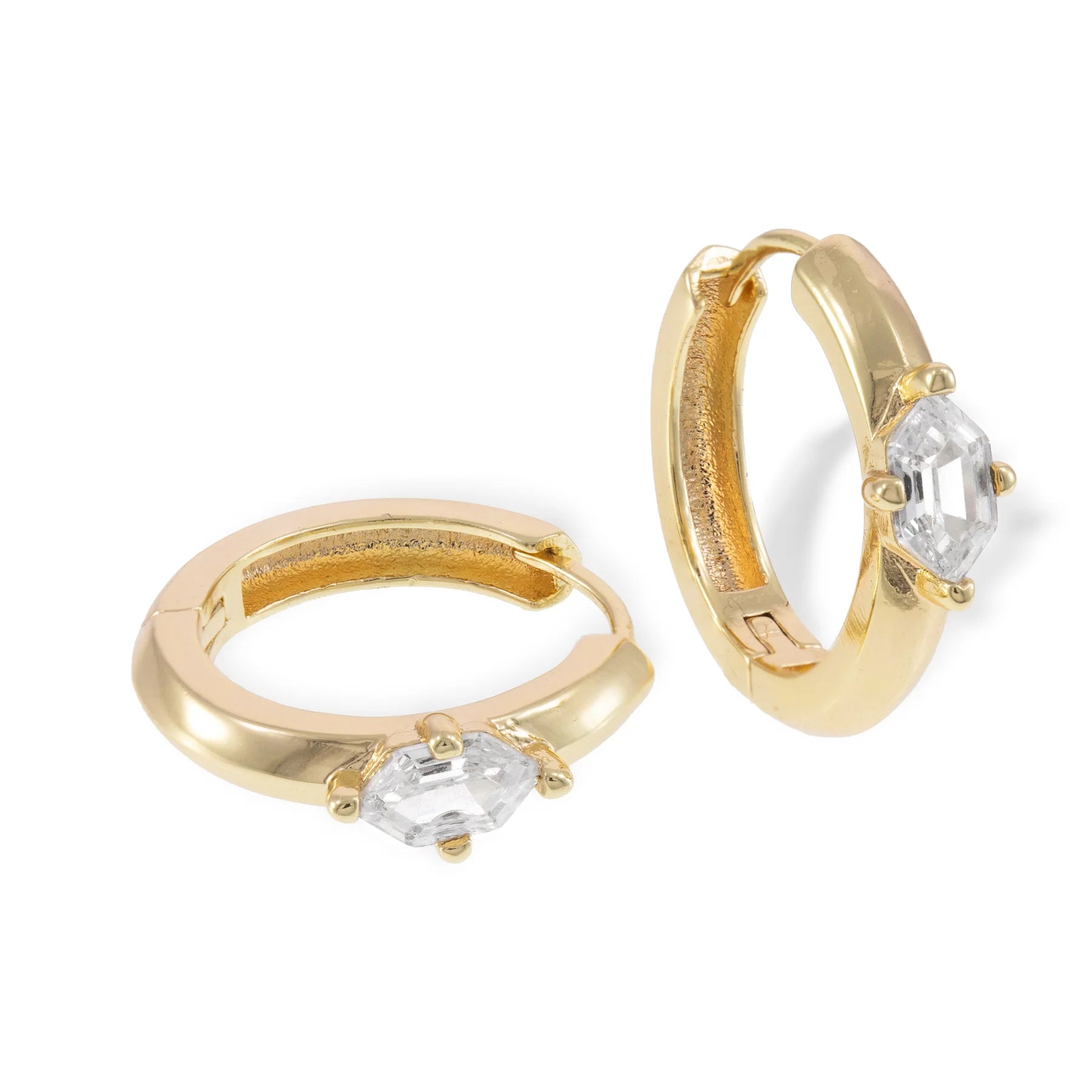 Smooth Hoop with Hexagonal Zircon – CHAPA DE ORO 14K