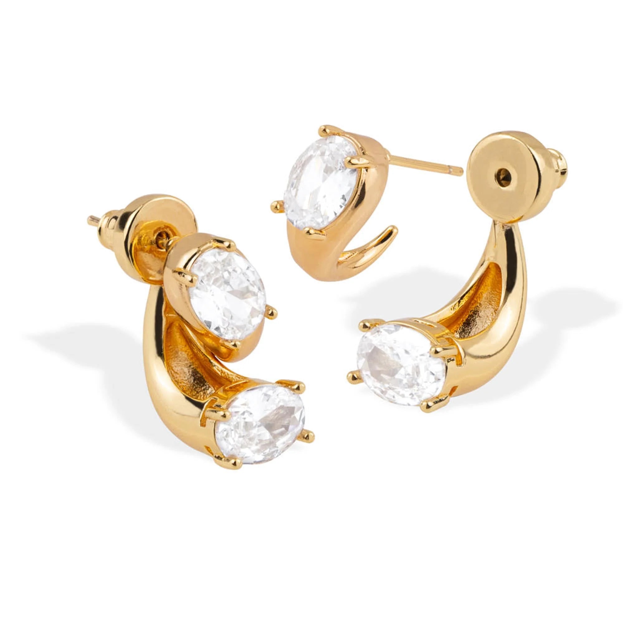 Arete tipo telefono con zirconias ovaladas