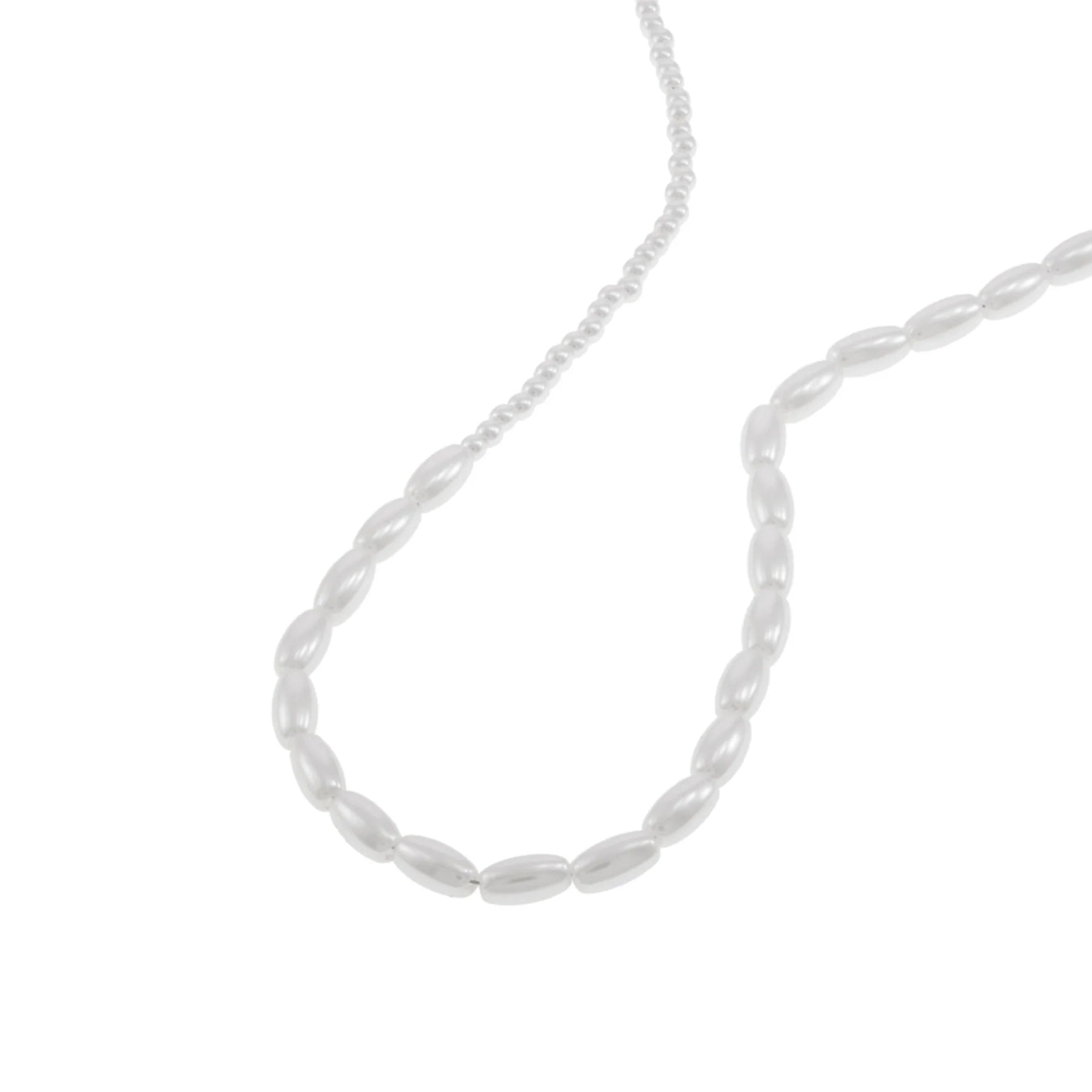 Synthetic Pearl Rice and Bead Necklace 43CM – 14K