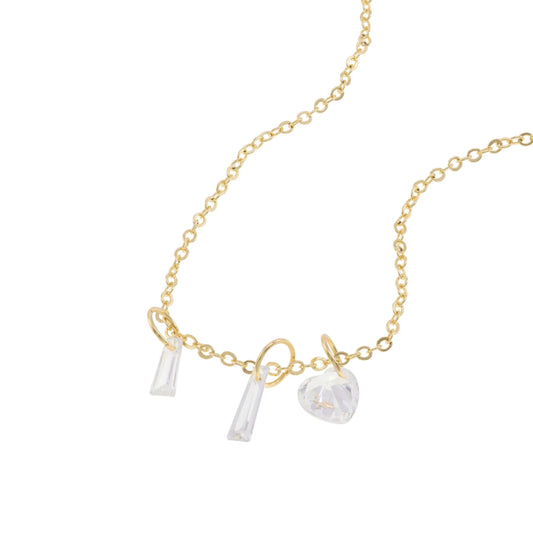 Simple Necklace with Zirconia Shapes 44CM – 14K