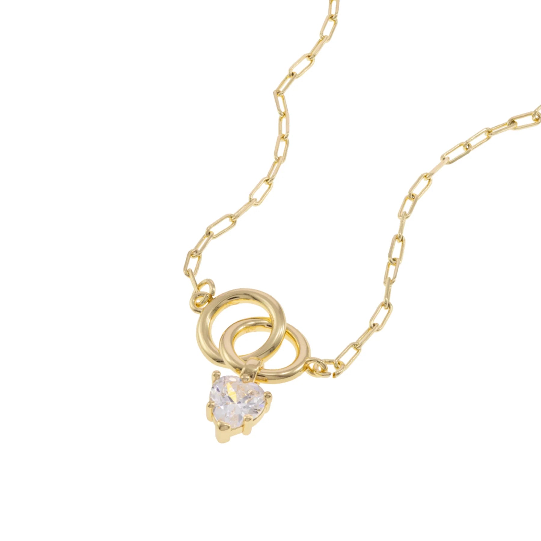 Long Link Necklace with Heart Zirconia 45CM – 14K