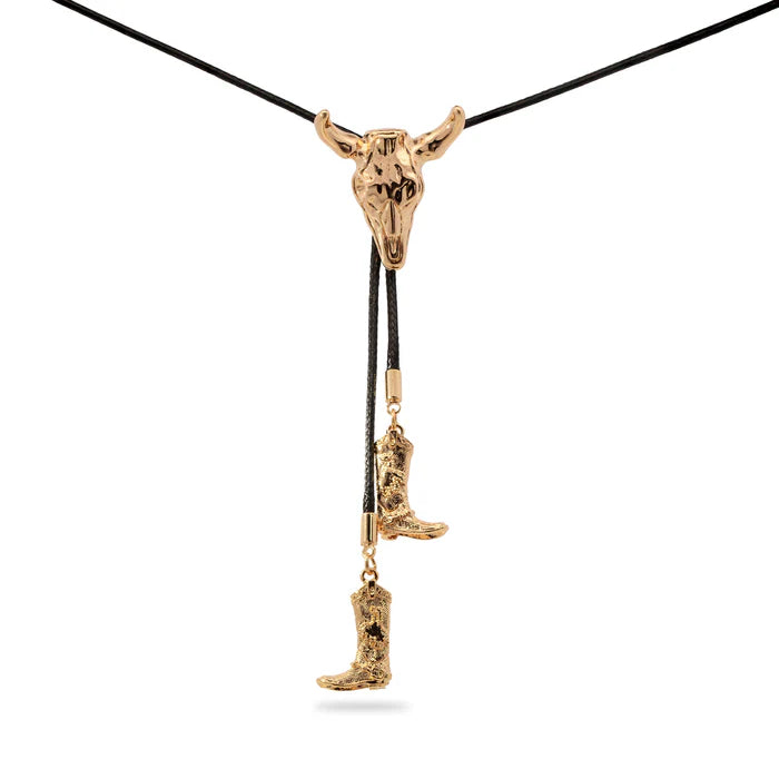 Collar ajustable tela cowgirl con colgantes