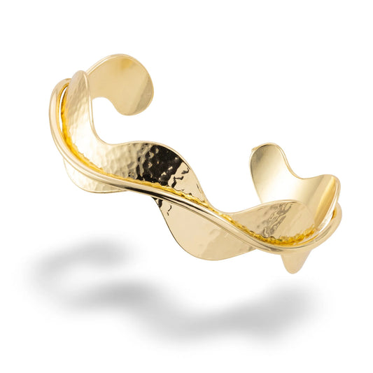 Hammered Bracelet with Waves 11MM –  CHAPA DE ORO 14K