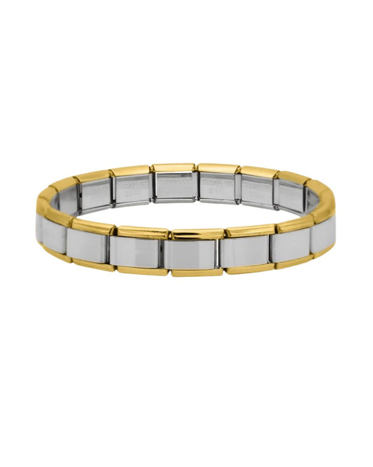 Pulsera italiana combinada plateado y dorado de acero inoxidable