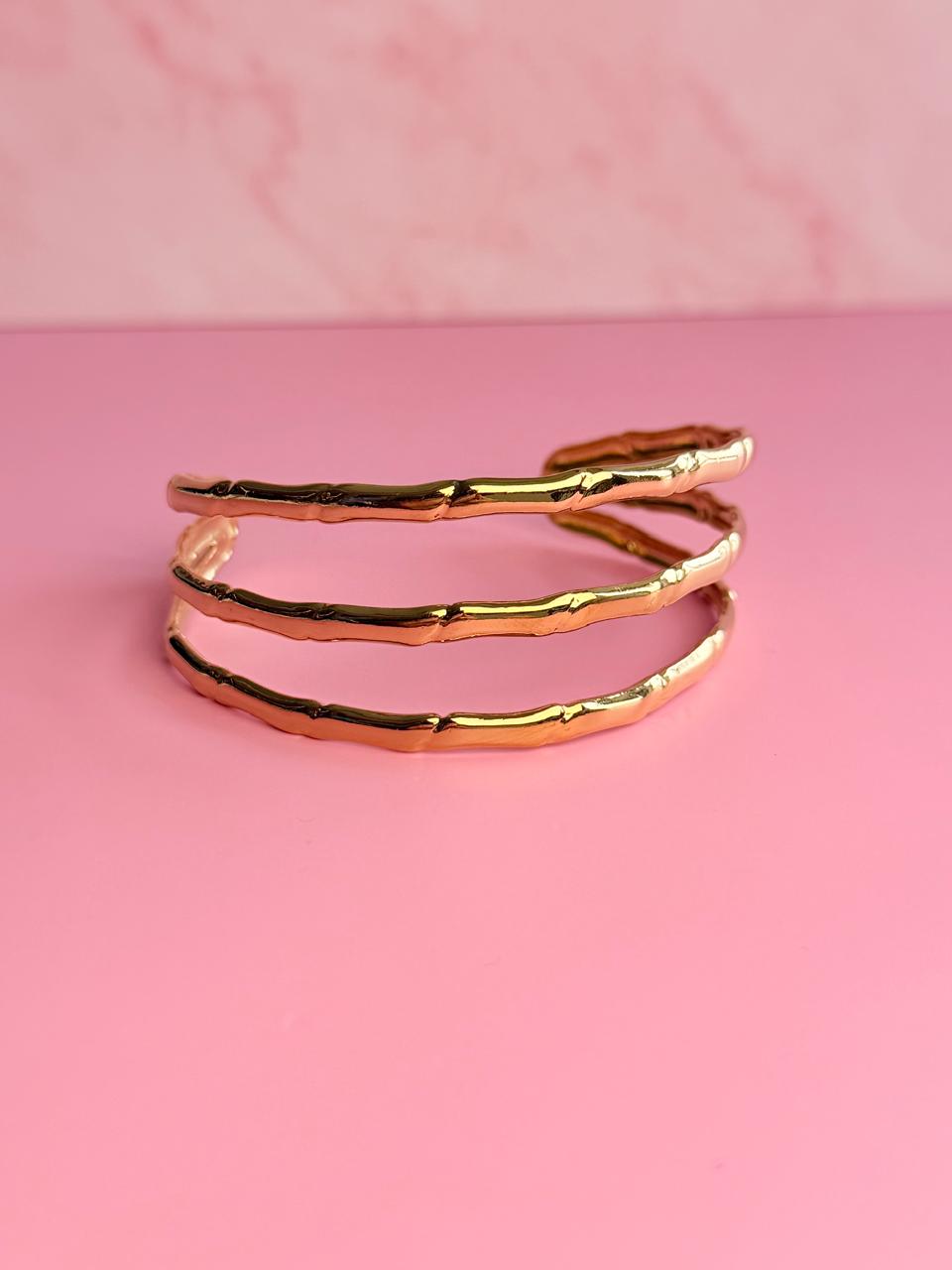 BRAZALETE AJUSTABLE TRIPLE ABIERTO TIPO BAMBU 3