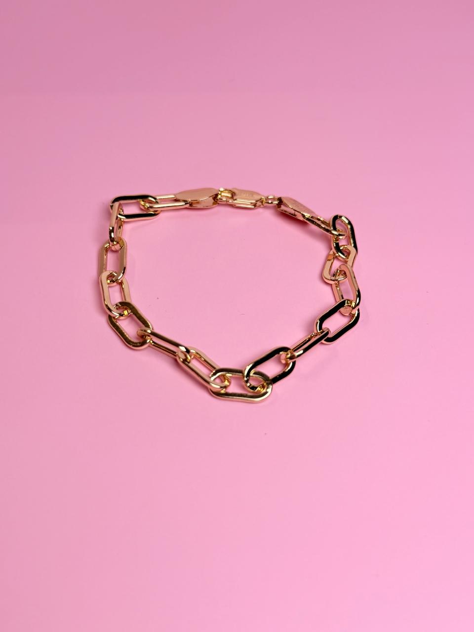 Pulsera paperclip chapa de oro 18k