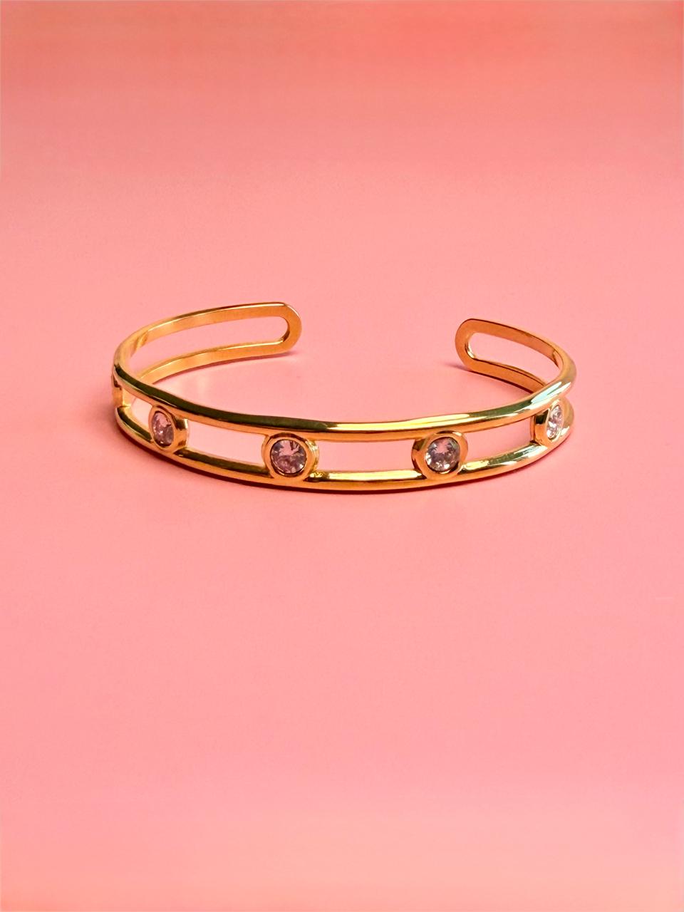 BRAZALETE DOBLE CON CRISTALES BISELADOS 8MM/AJ