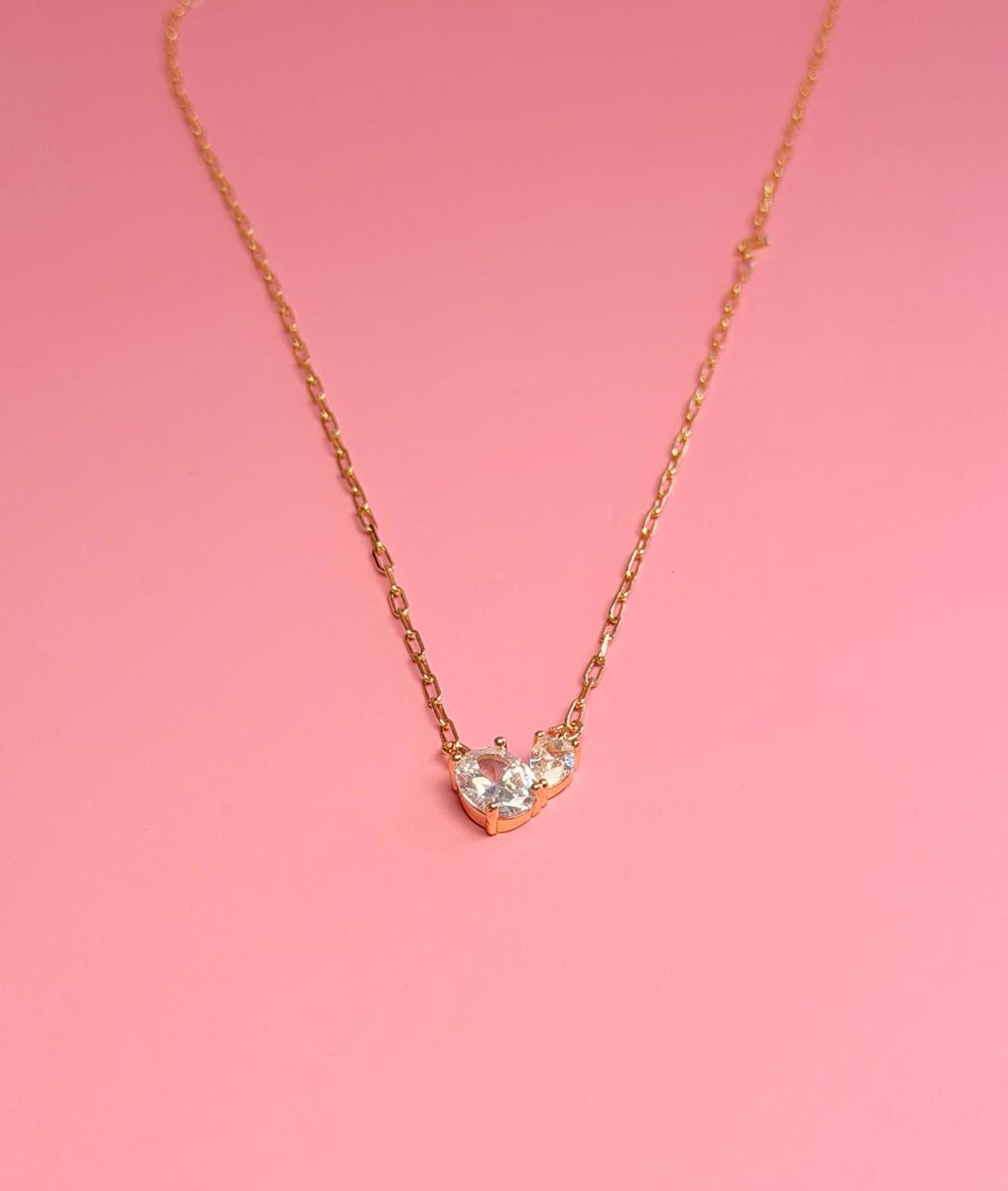 Long Link Necklace with Geometric Zirconias 46CM – 14K