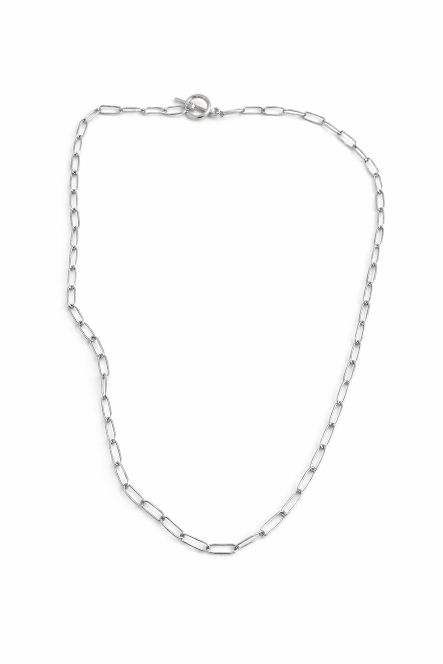 Cadena tipo paperclip acero 60 cm plateada