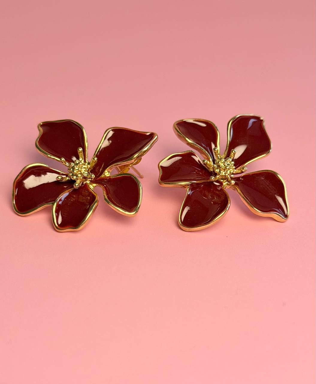 Aretes flor vino grandes